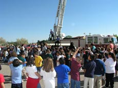 People watching a Fire Truck